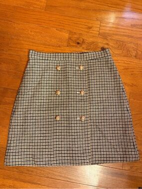 Ann Taylor Houndstooth Button-Front Mini Skirt - Black & White